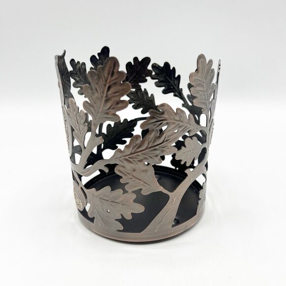 Slatkin & Co Bath & Body Works Owl Acorns & Leaves Bronze 3 Wick Candle Holder - Picture 5 of 9